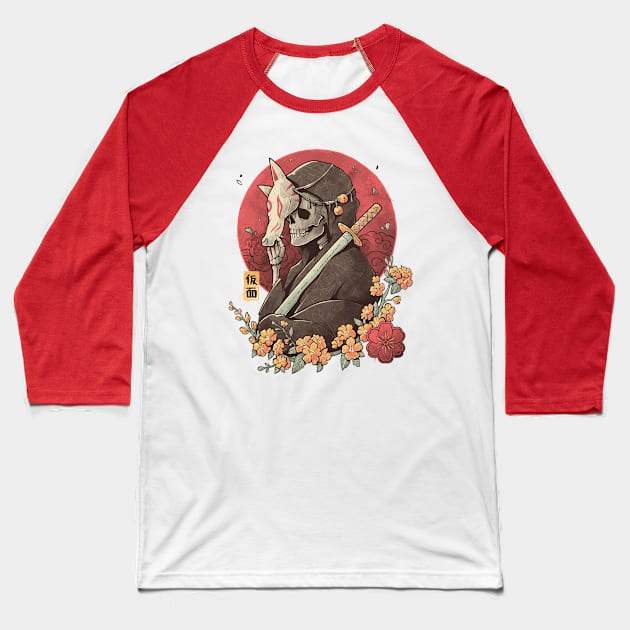 Oriental Death - Skull Sword Flowers Gift Baseball T-Shirt by eduely
